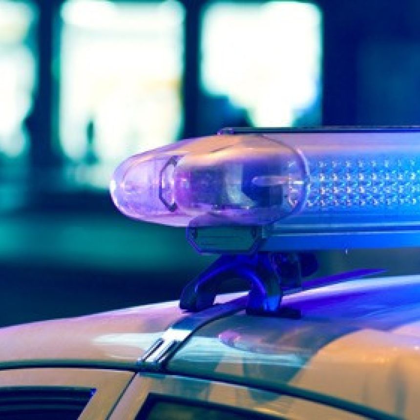 Police car flashing lights.